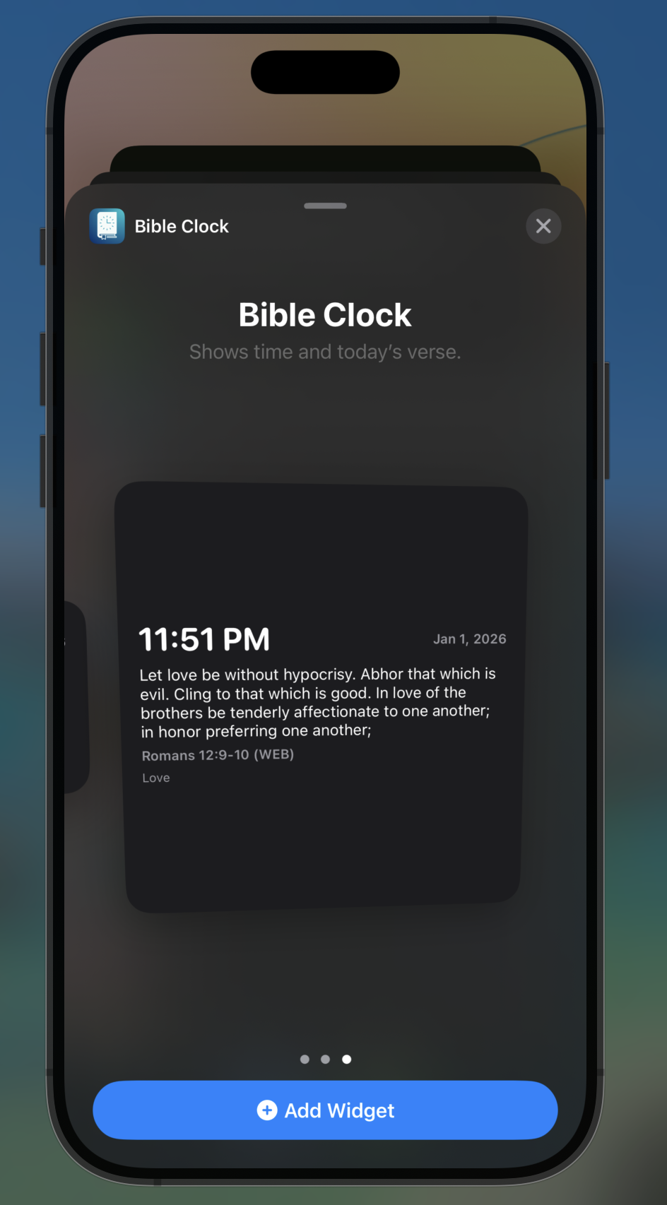 Bible Clock home screen widget